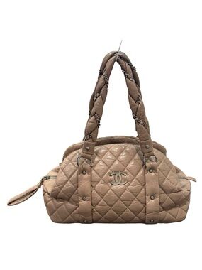 CHANEL Quilted Leather Shoulder Bag in Taupe